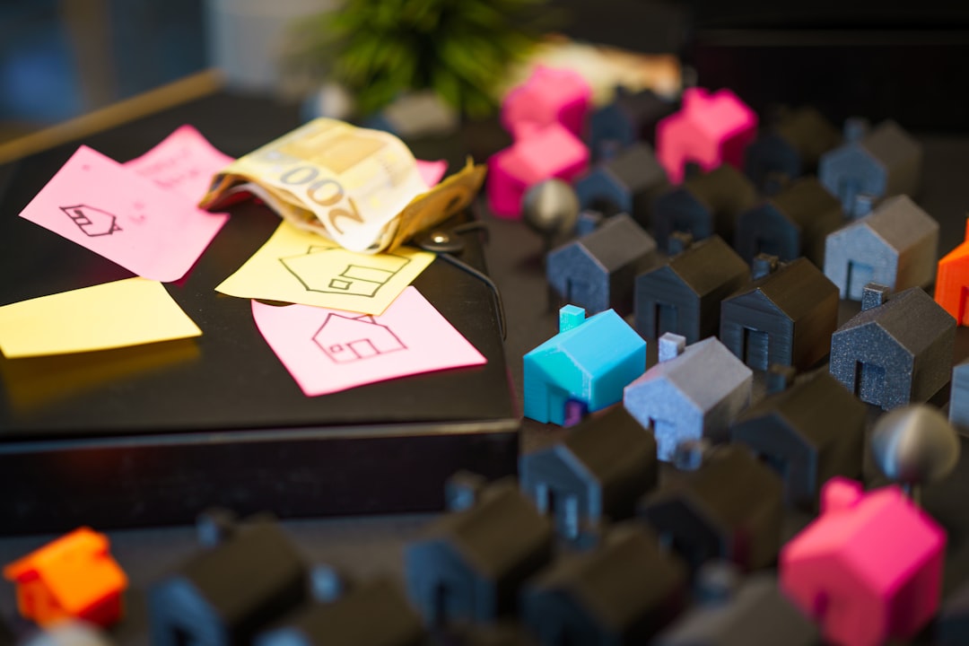 Property comparison real estate budget planning euro cash. Visual metaphor for financial decision making, mortgage choices